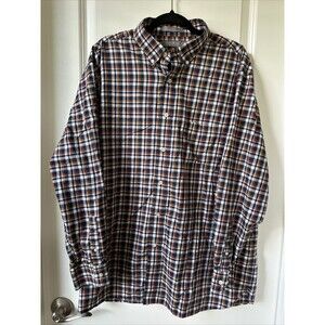 Daniel Cremieux Shirt Mens XL Blue Orange Plaid Check Long Sleeve Signature